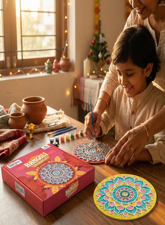 HOBBY INDIA Lippan Art and Craft Materials Kit for Adults and Beginners I Premarked MDF Board Mandala Art Painting DIY Kit for Room Wall Hanging Office and Home Decoration (Rangoli) - Image 2